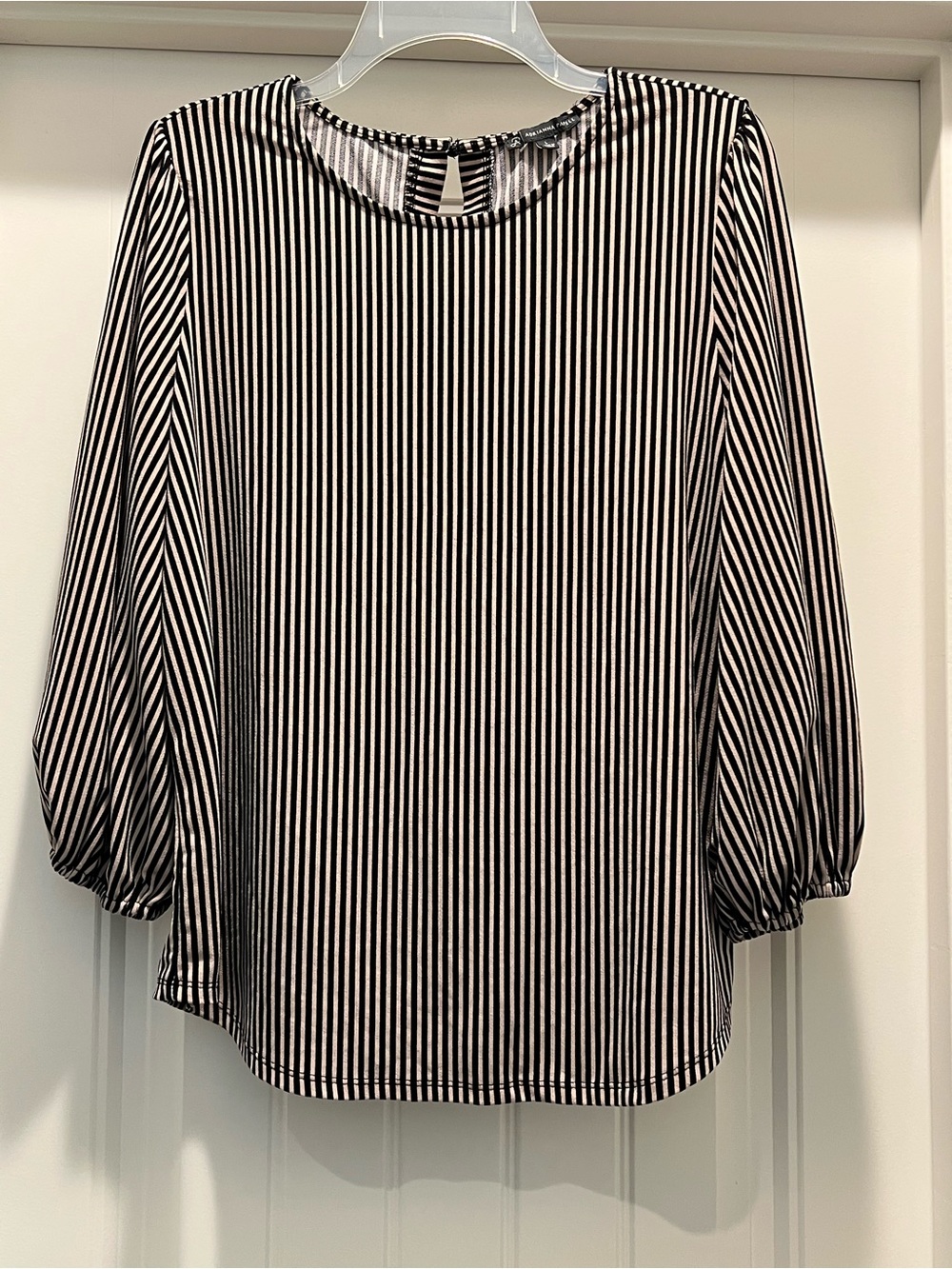 Striped Black and Beige 3/4 Sleeve Women's Top